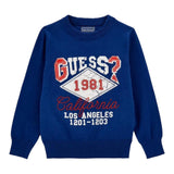 Guess Maglia Girocollo tinta unita con Ricami Blu per Neonato N5YR03Z2VV0X BLU GUESS 