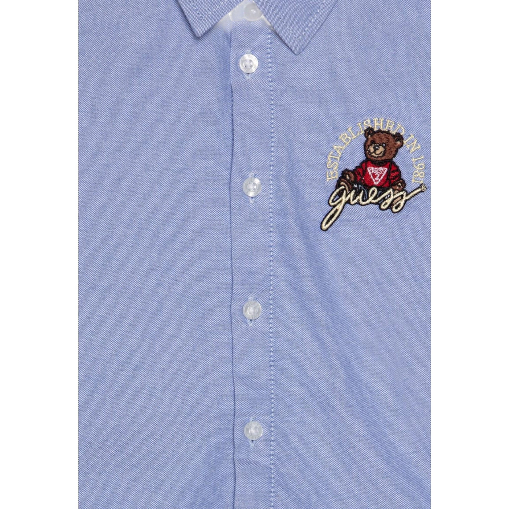 Guess Camicia tinta unita con Logo Azzurro per Bambino NRRH10W9CL0 AZZURRO GUESS 