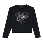 Guess Shirt Girocollo tinta unita con Brillantini Nero per Bambina SHITGGU NERO GUESS 