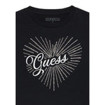 Guess Shirt Girocollo tinta unita con Brillantini Nero per Bambina SHITGGU NERO GUESS 