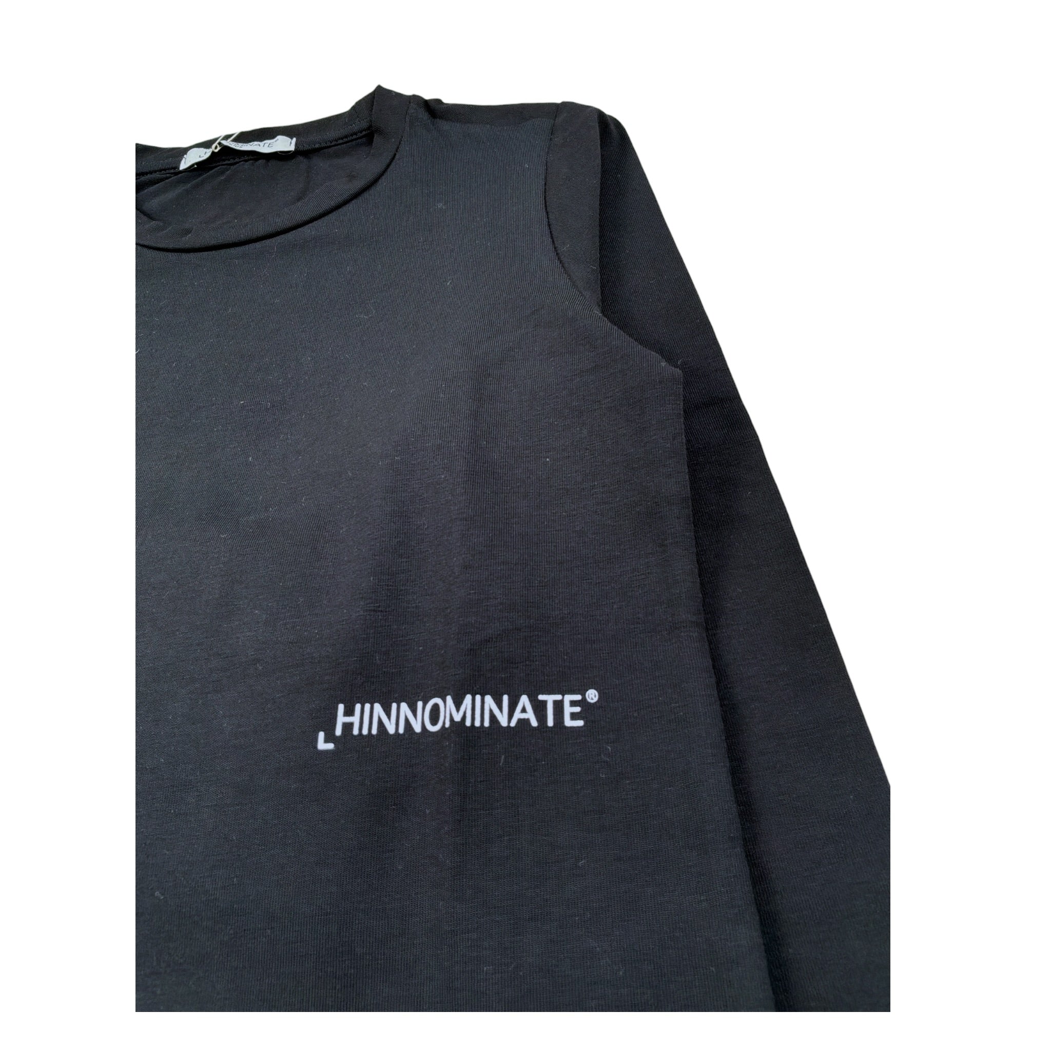 Hinnominate Shirt Girocollo tinta unita con Logo Nero per Bambino 3641M00114 NERO HINNOMINATE 