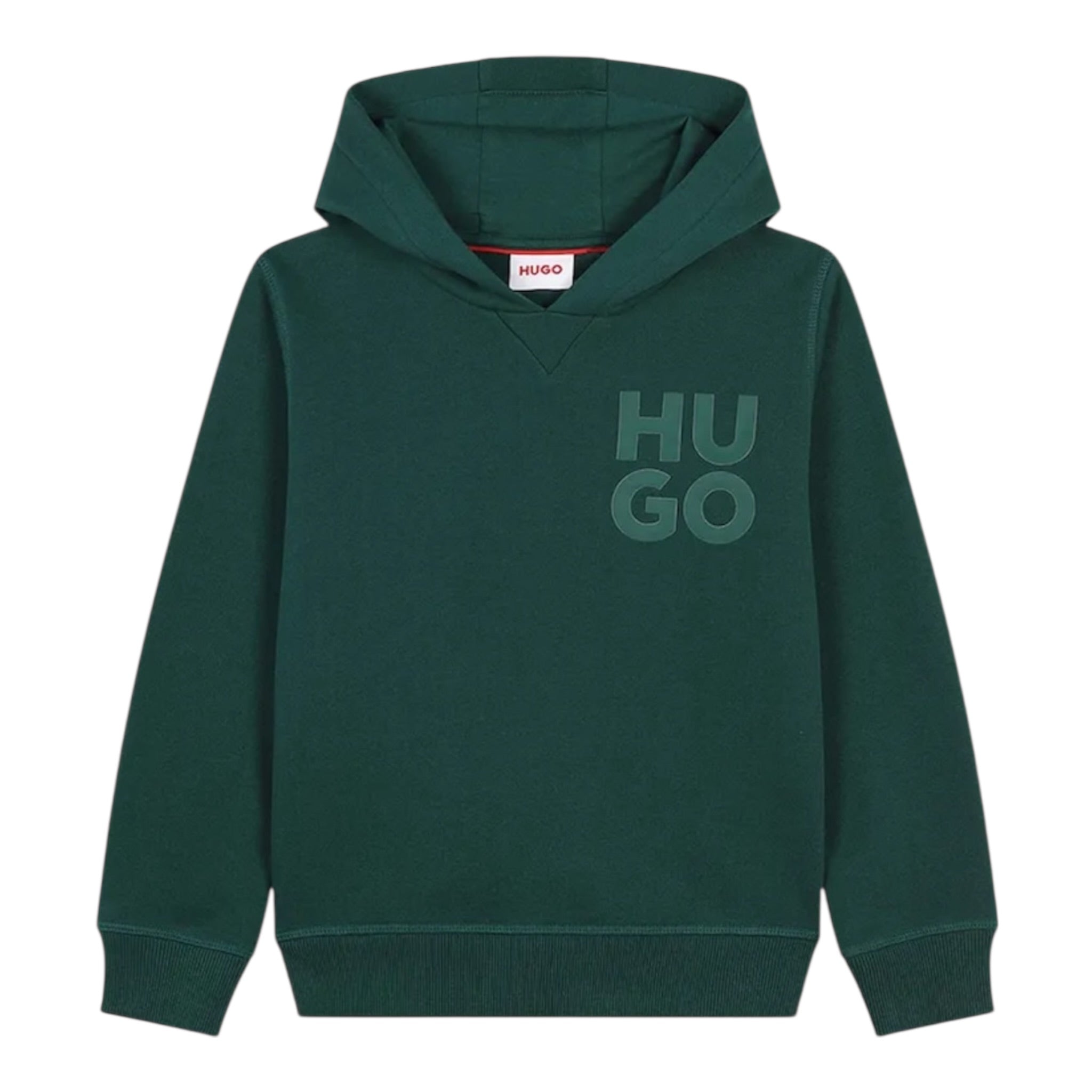 Hugo Felpa tinta unita con Cappuccio E Stampa Verde per Bambino G00164 VERDE HUGO 