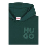 Hugo Felpa tinta unita con Cappuccio E Stampa Verde per Bambino G00164 VERDE HUGO 