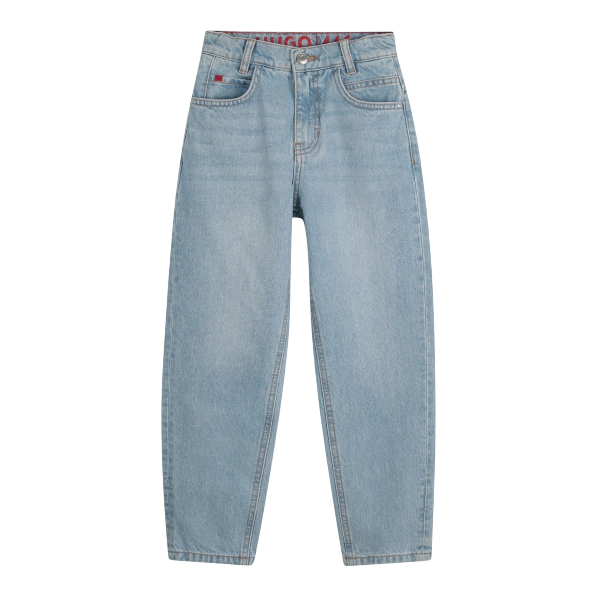 Hugo Jeans tinta unita con Logo Azzurro per Bambino G00381 AZZURRO HUGO 