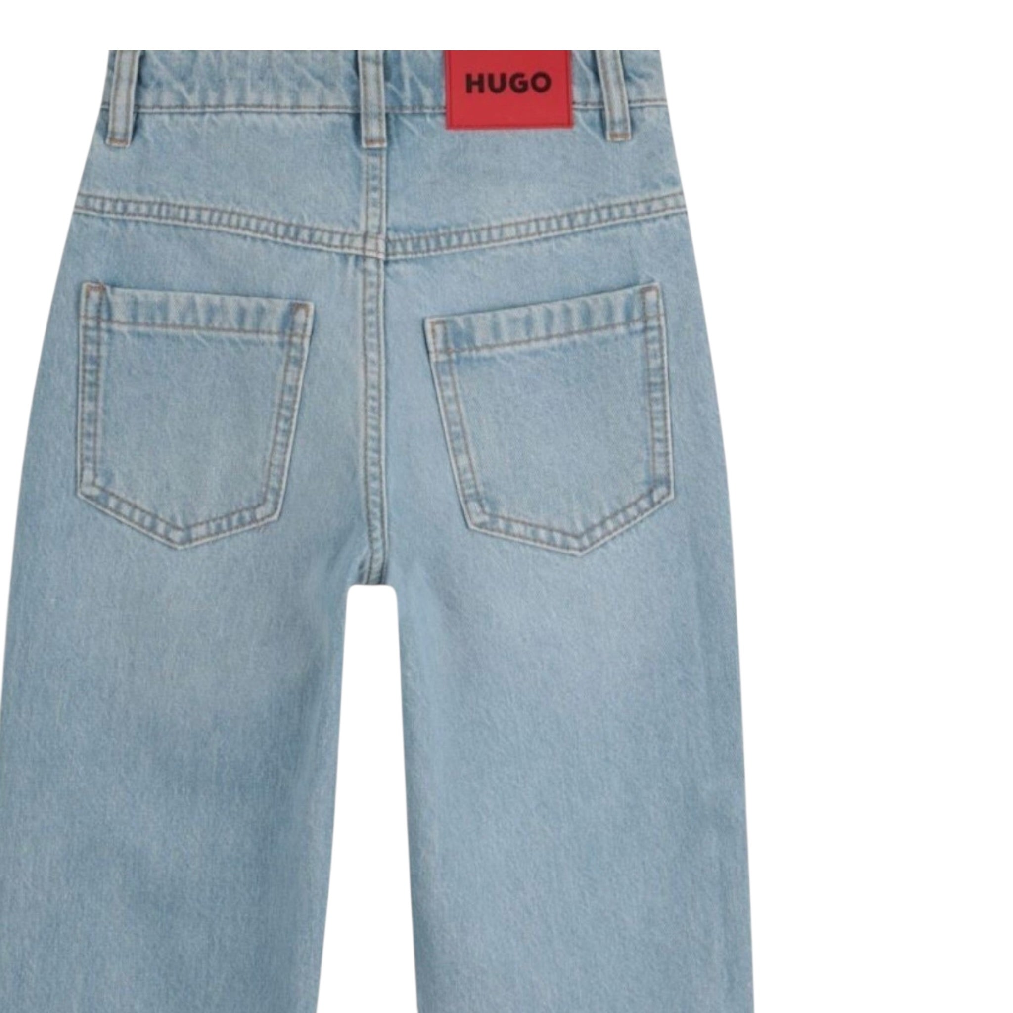 Hugo Jeans tinta unita con Logo Azzurro per Bambino G00381 AZZURRO HUGO 