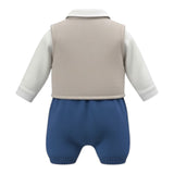 I Delfi Completo 4Pz Papillon-Camicia-Gilet-Salopette Beige per Neonato 24A4131 BEIGE I DELFI 