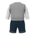 I Delfi Completo 4Pz Papillon-Camicia-Gilet-Salopette Grigio per Neonato 24A4298 GRIGIO I DELFI 