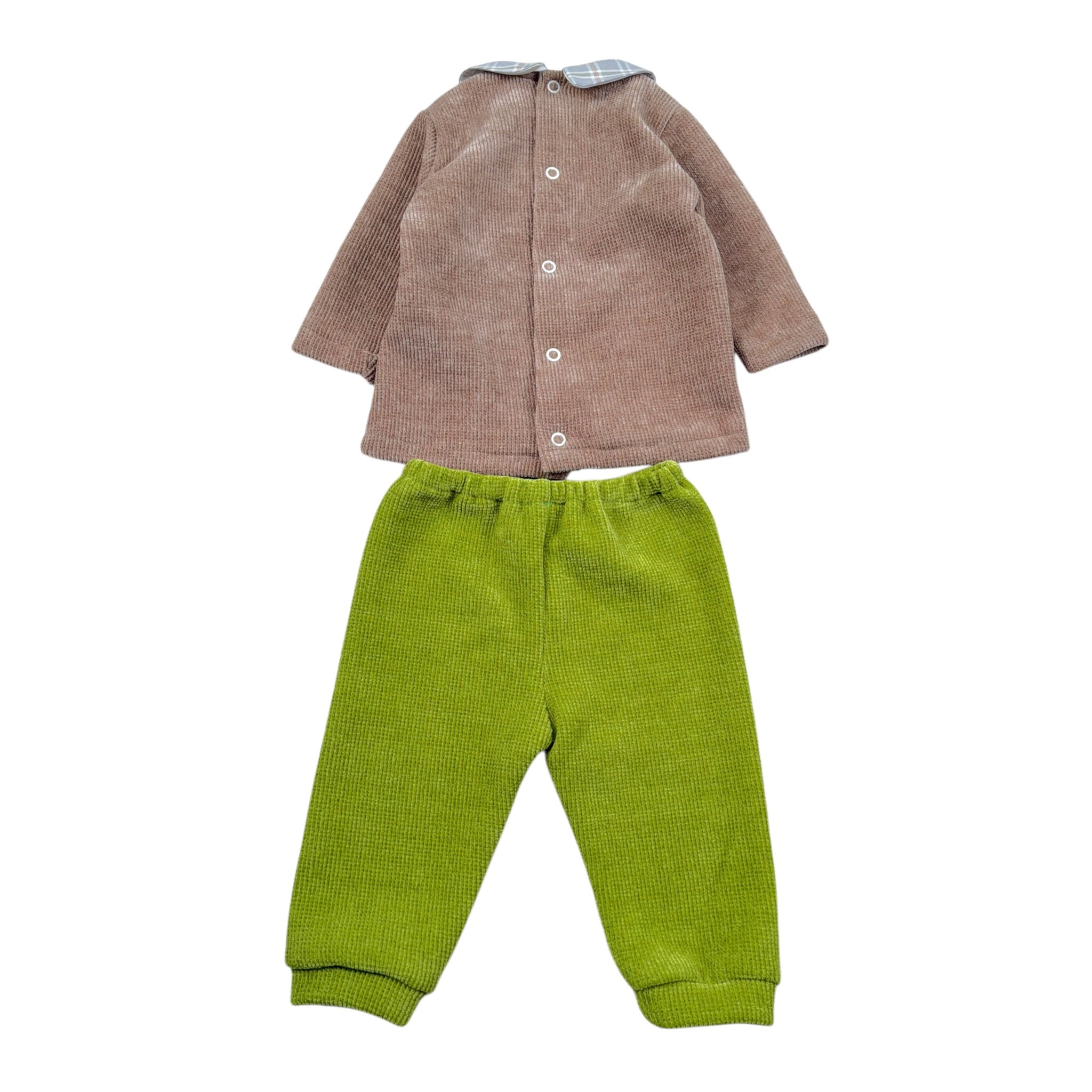 I Delfi Completo 2 Pz Pantalone-Maglia Bicolore Marrone/Verde per Neonato 25A63599 MARRONE/VERDE I DELFI 