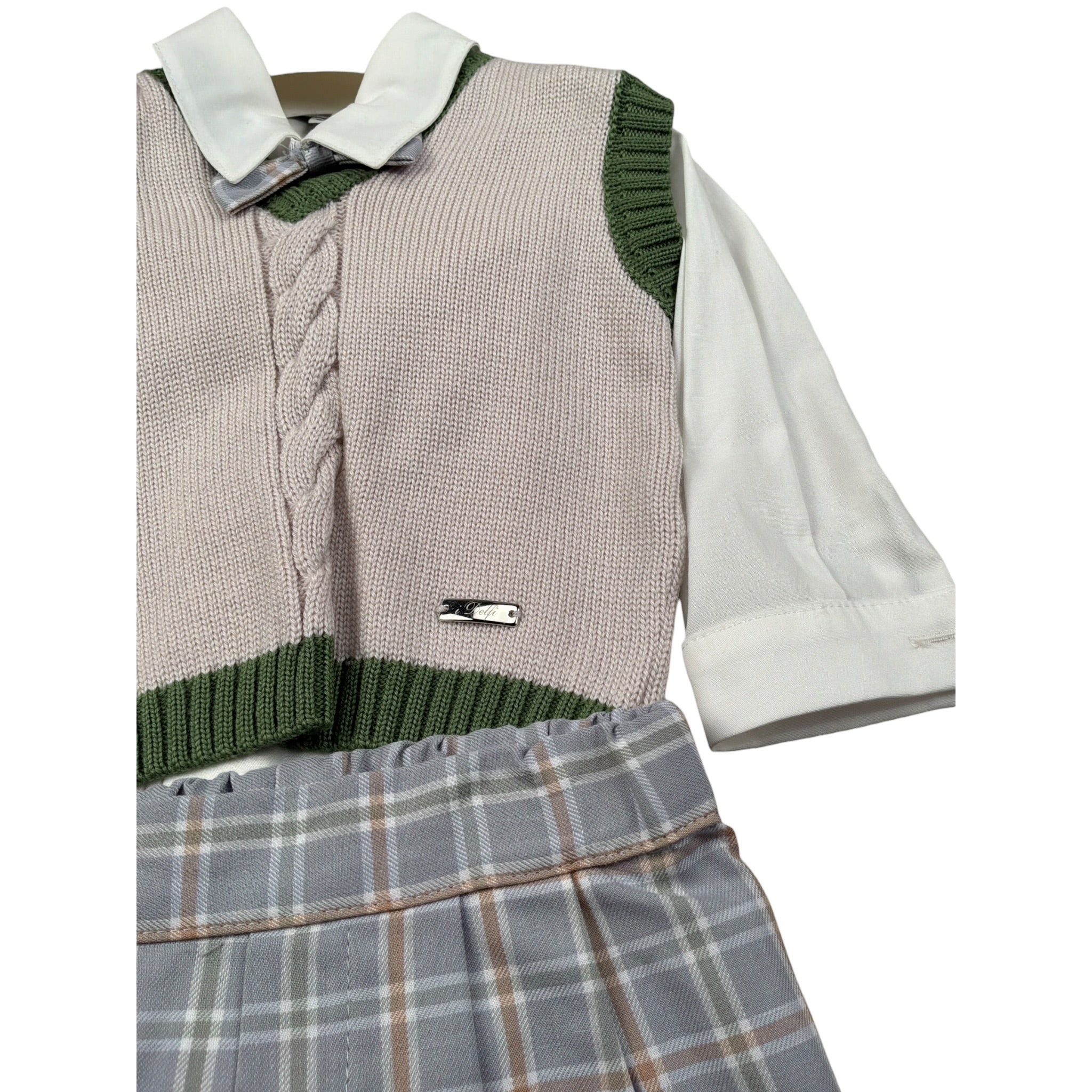 I Delfi Completo 4 Pezzi Gilet-Camicia-Bermuda-Papillon Beige per Neonato 25A6359 BEIGE I DELFI 