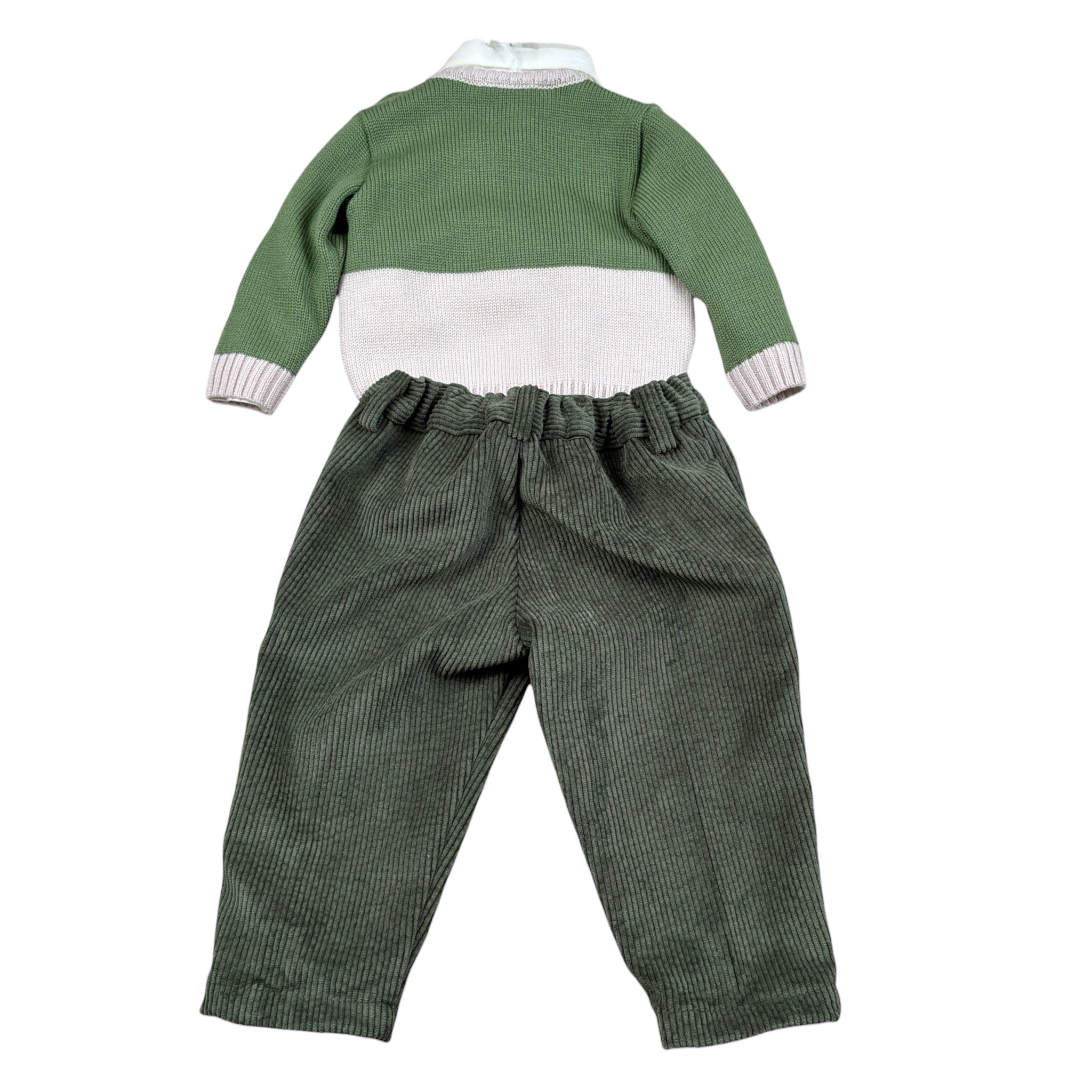 I Delfi Completo 3 Pezzi Maglia-Camicia-Pantalone Verde per Neonato 25A6362B VERDE I DELFI 
