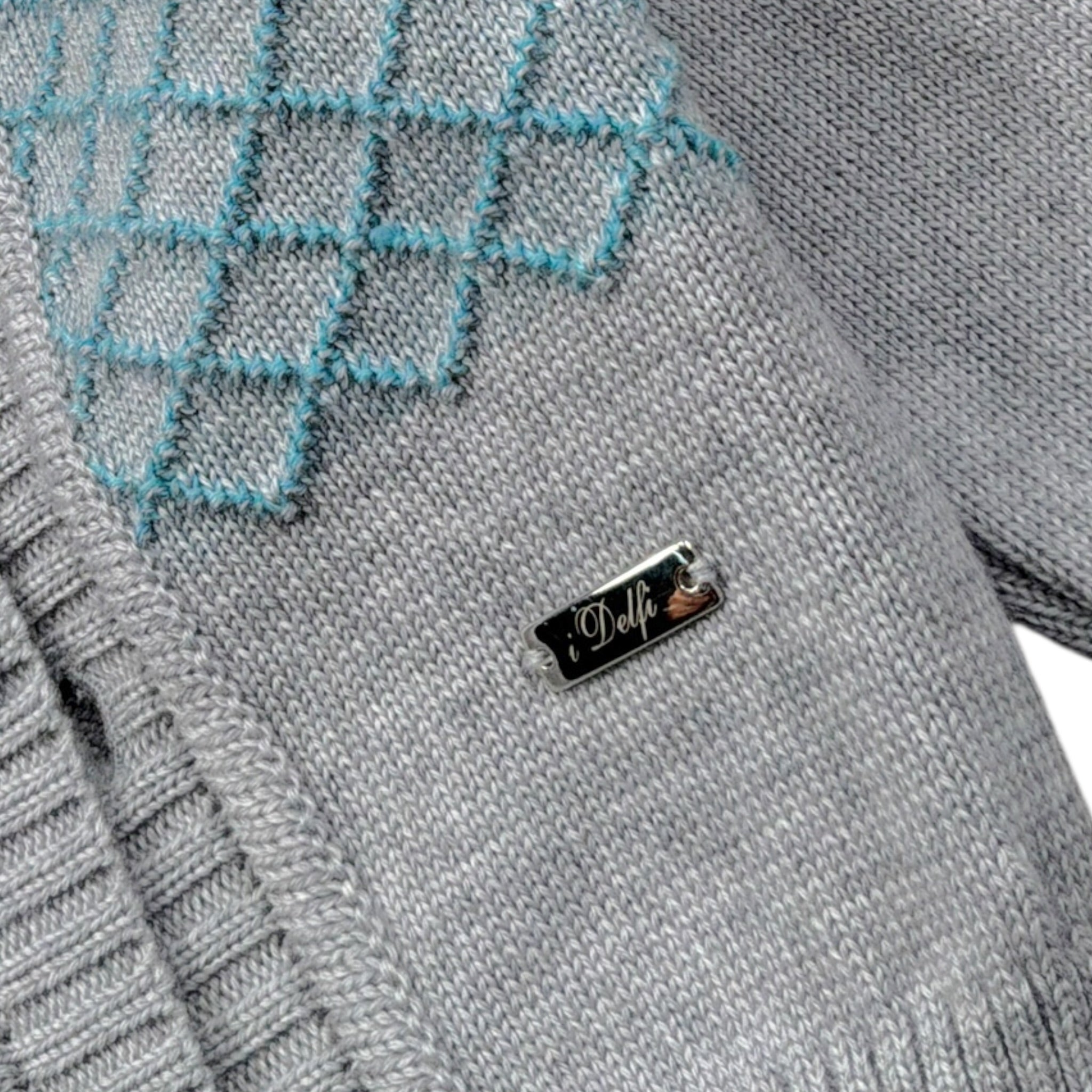 I Delfi Cardigan tinta unita con Ricami Grigio per Neonato 25A6467 GRIGIO I DELFI 