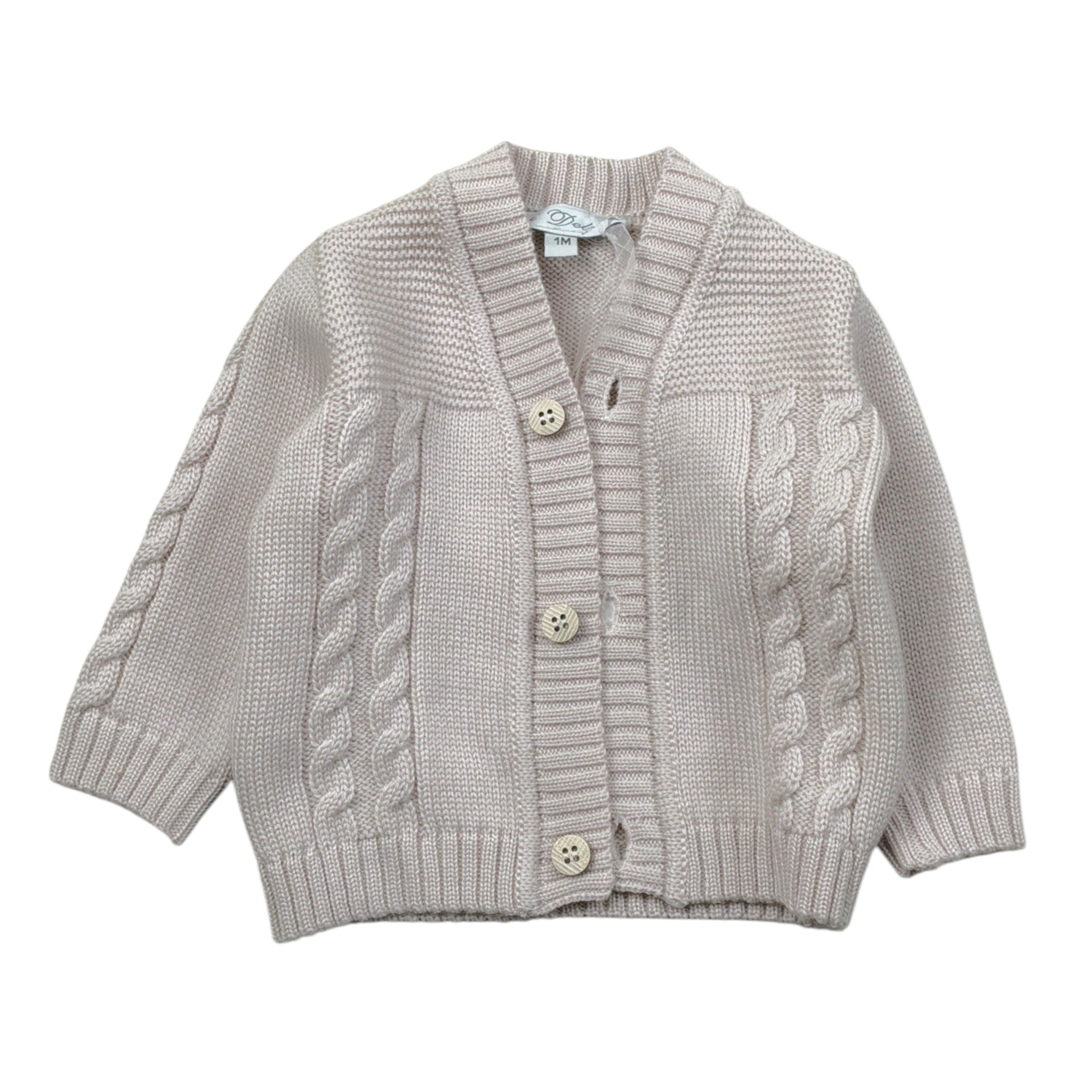 I Delfi Cardigan tinta unita con Ricami Beige per Neonato 25A6487 BEIGE I DELFI 
