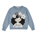 Iceberg Maglia Girocollo tinta unita con Ricami Azzurro per Bambina KF5057XX AZZURRO ICEBERG 