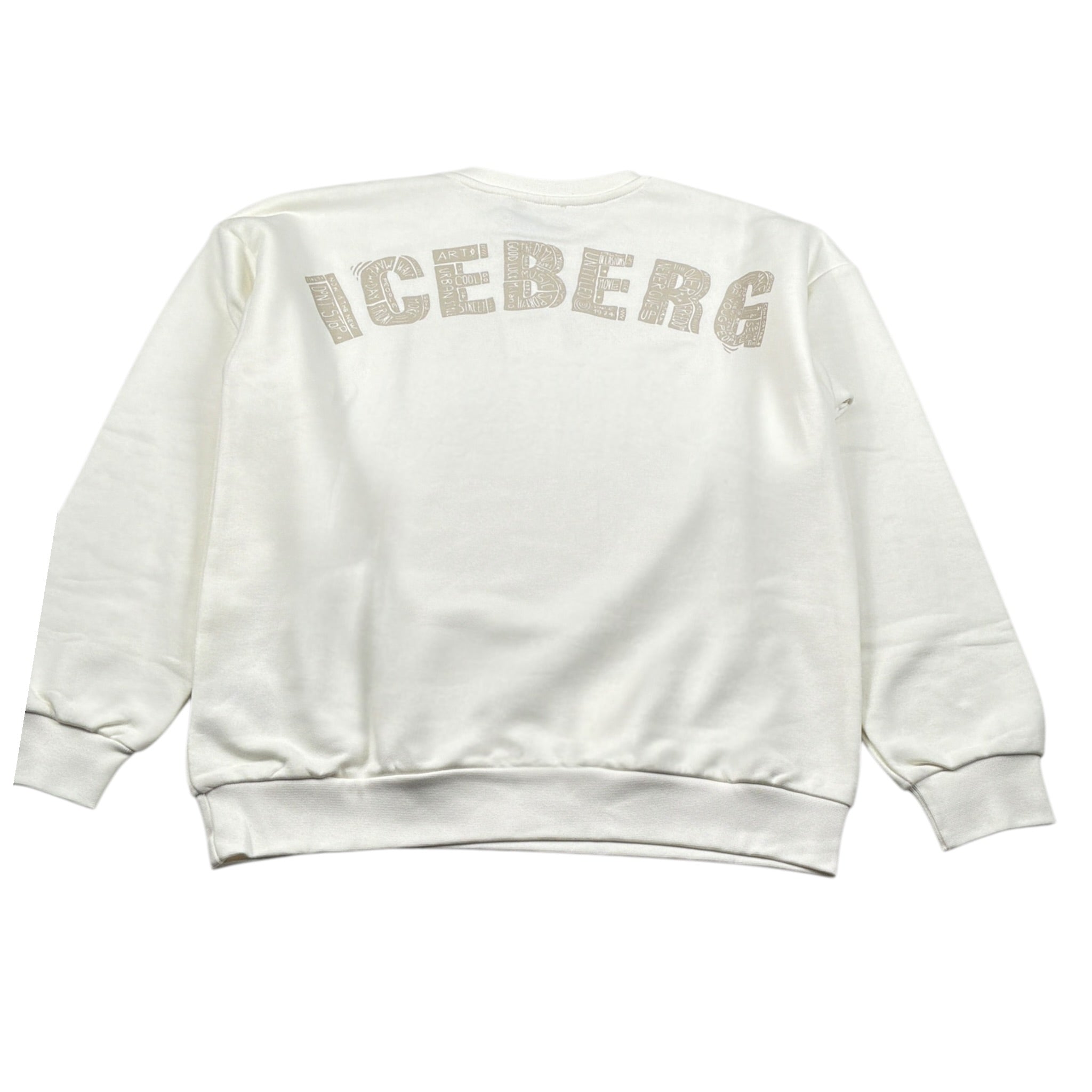 Iceberg Felpa tinta unita Girocollo con Logo Bianco per Bambino MFICE6316J BIANCO ICEBERG 