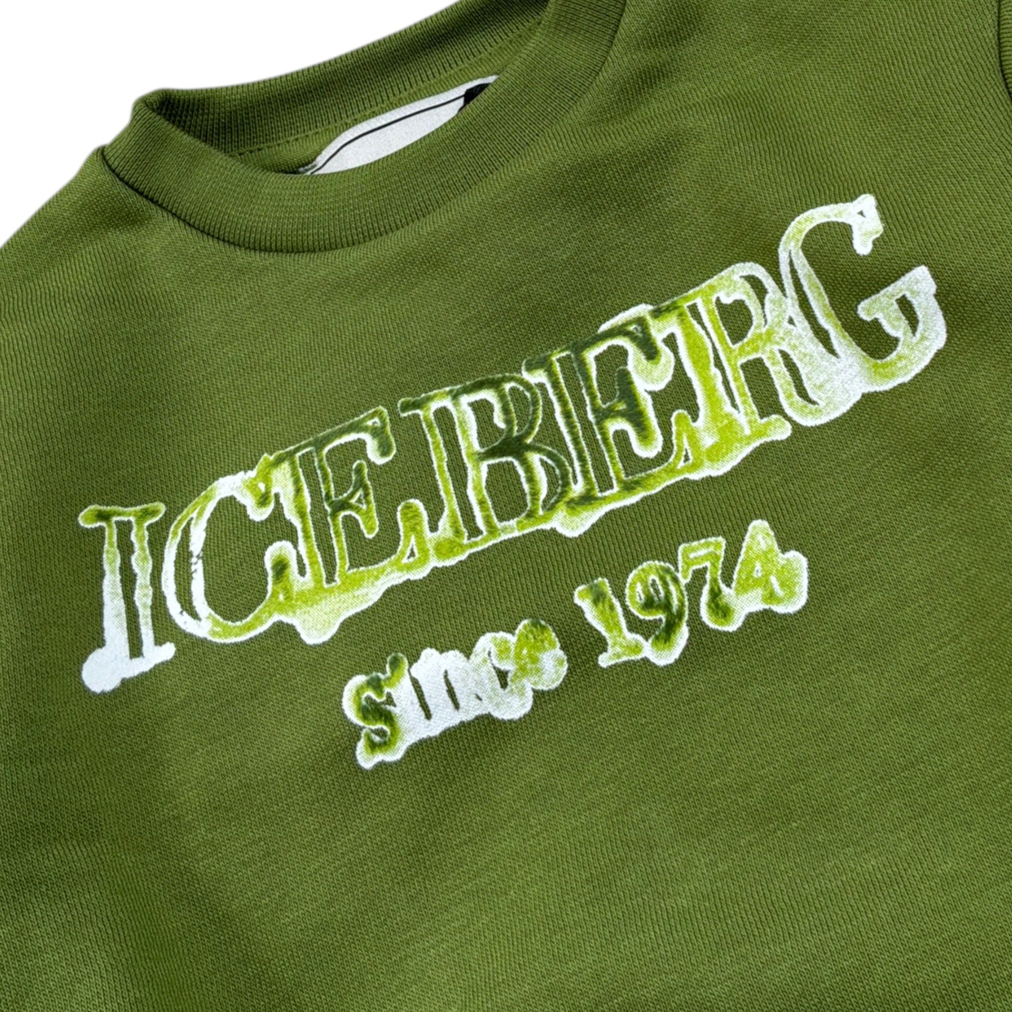 Iceberg Felpa tinta unita con Stampa Verde per Neonato MFICE6321B VERDE ICEBERG 