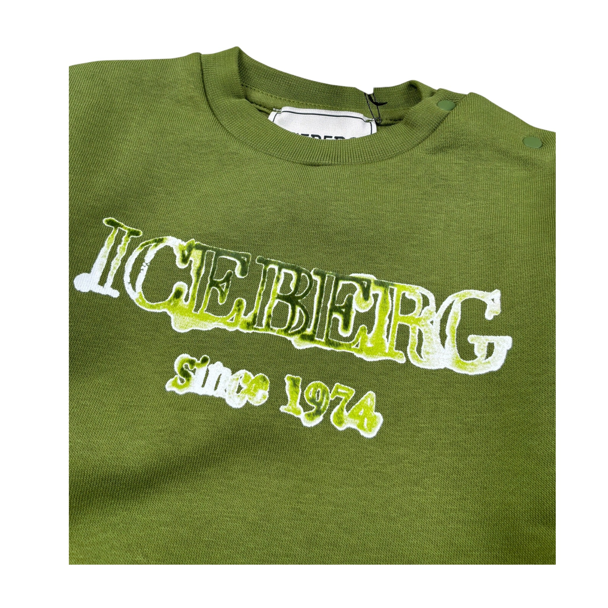 Iceberg Felpa tinta unita con Stampa Verde per Neonato MFICE6321BXX VERDE ICEBERG 