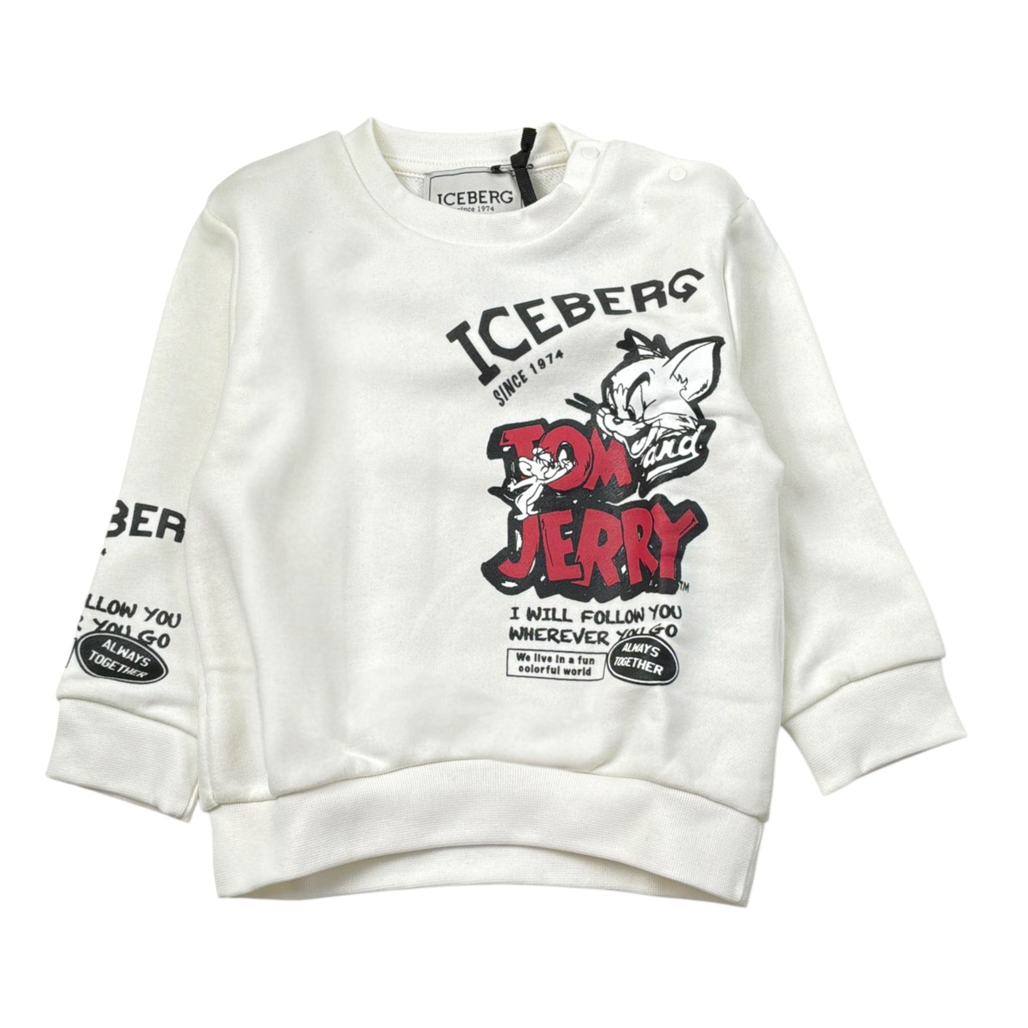Iceberg Felpa Girocollo tinta unita con Stampa Bianco per Bambino MFICE6326B BIANCO ICEBERG 