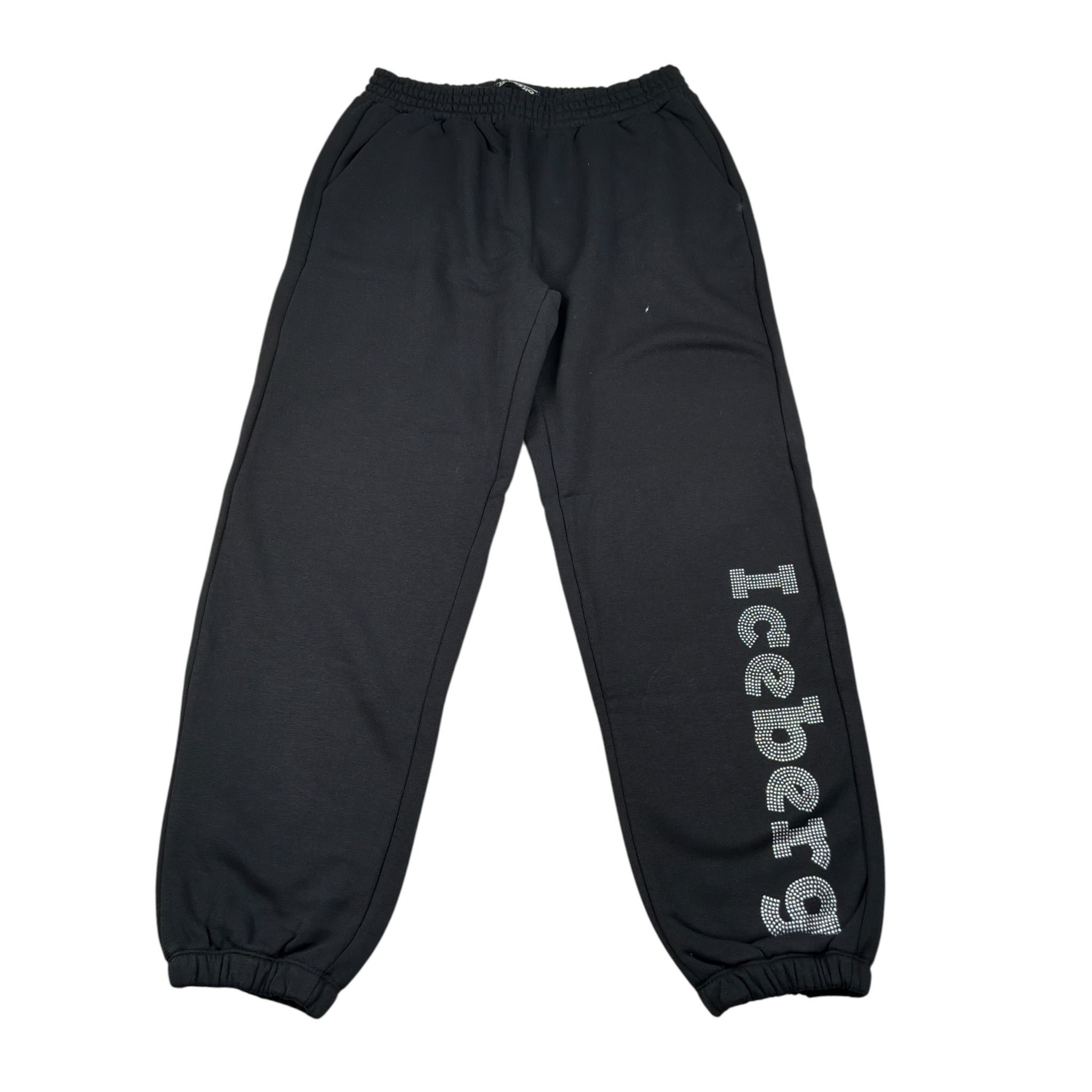 Iceberg Pantalone Tuta tinta unita con Logo Brillantinato Nero per Bambina PFICE6351J NERO ICEBERG 