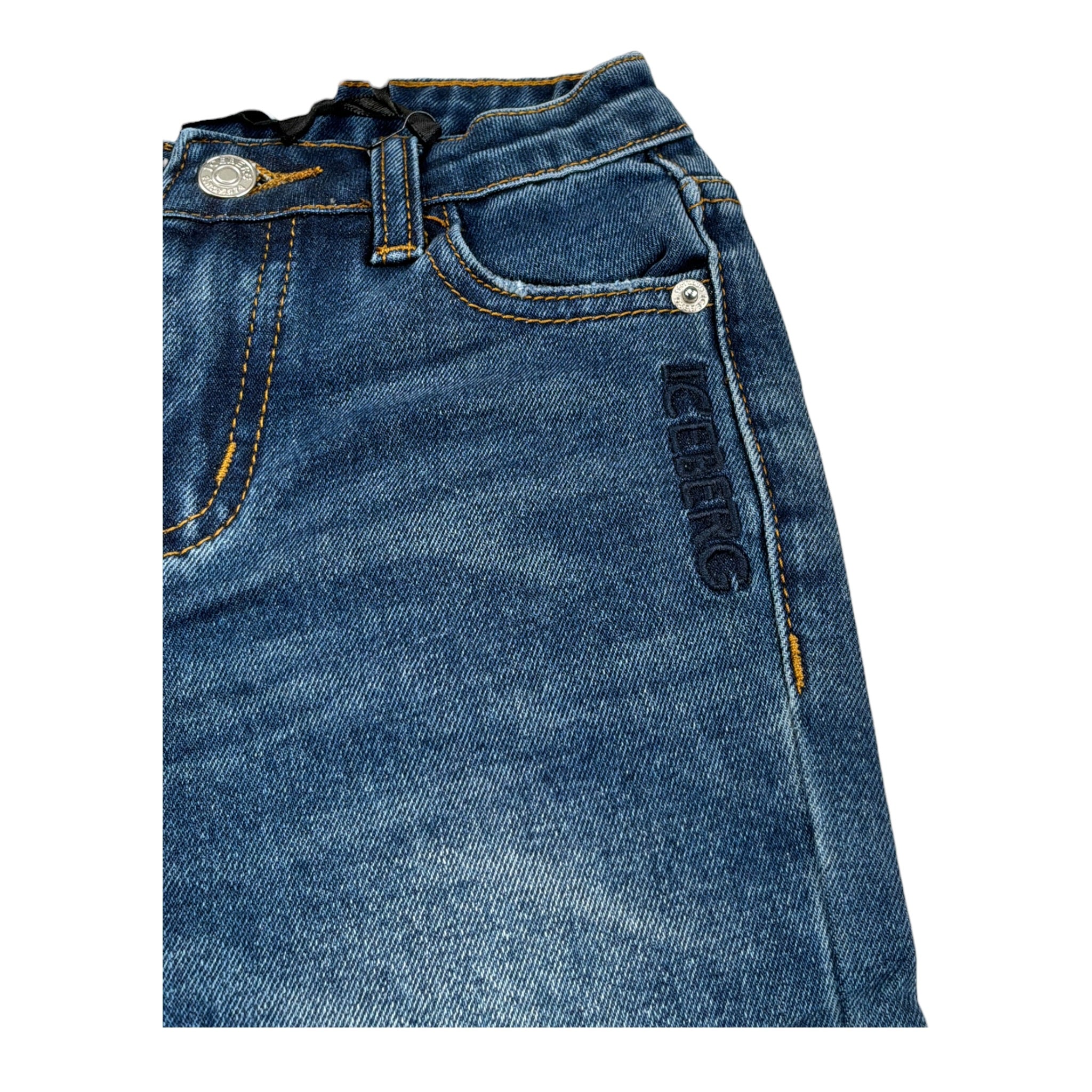 Iceberg Jeans tinta unita con Girovita Regolabile Blu per Neonato PTICE6301BN BLU ICEBERG 
