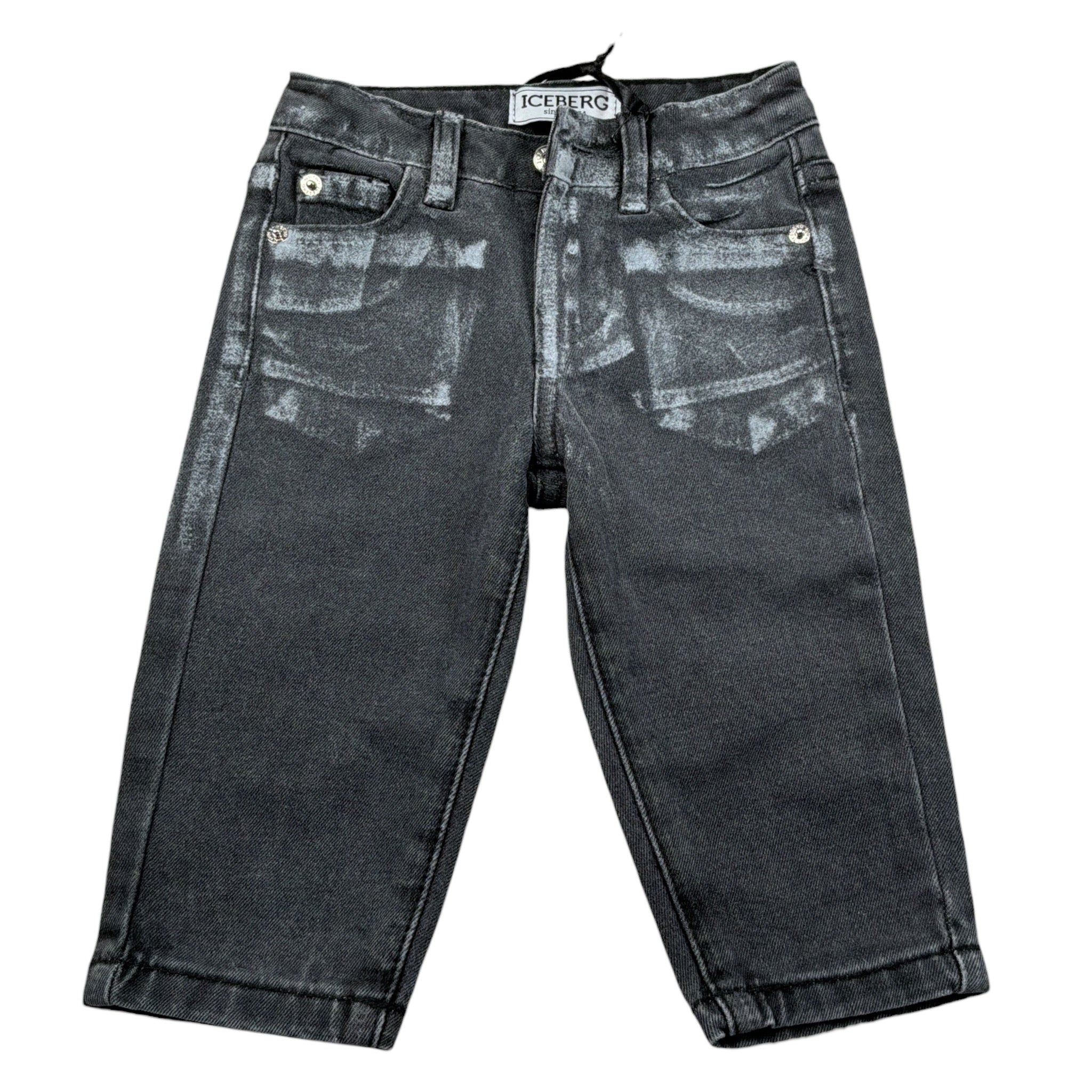 Iceberg Jeans tinta unita con Girovita Regolabile Nero per Neonato PTICE6313BX NERO ICEBERG 