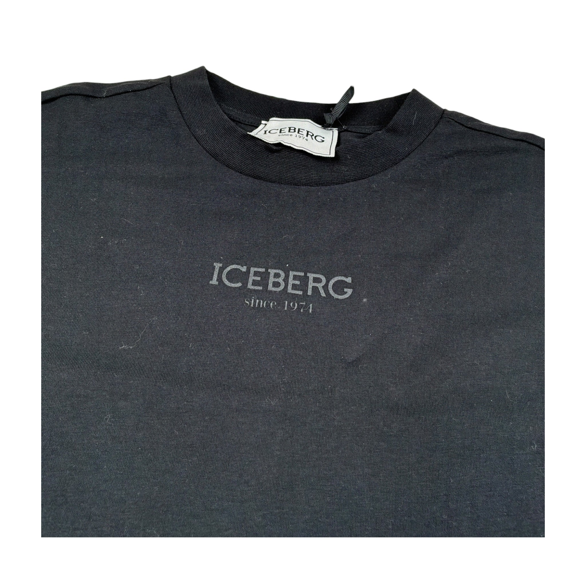 Iceberg T-Shirt Girocollo tinta unita con Logo Nero per Bambino TSICE6306J NERO ICEBERG 