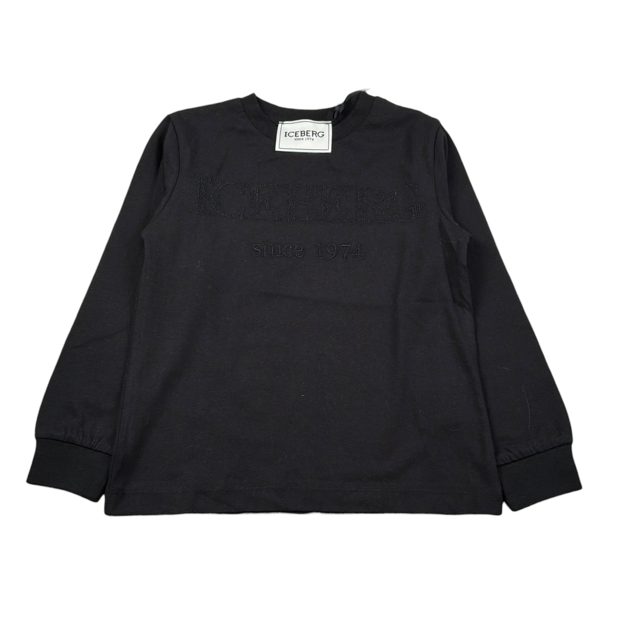 Iceberg Shirt Girocollo tinta unita con Logo Nero per Bambino TSICE6315BJ NERO ICEBERG 