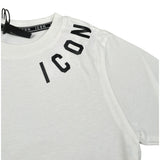 Icon T-Shirt Girocollo tinta unita con Stampe Logo Bianco per Bambino IBKS00735 BIANCO ICON 