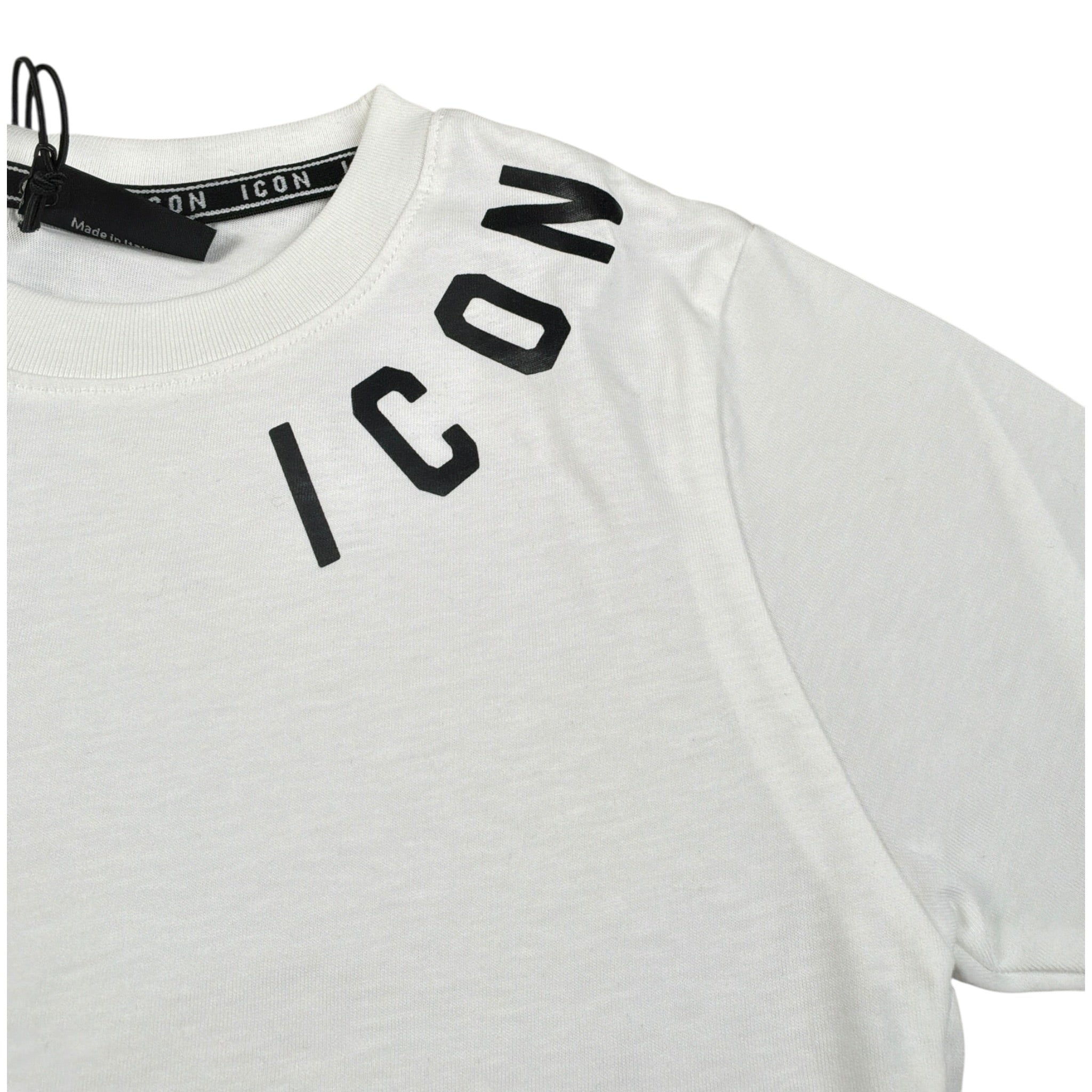 Icon T-Shirt Girocollo tinta unita con Stampe Logo Bianco per Bambino IBKS00735 BIANCO ICON 