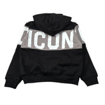 Icon Felpa con Cappuccio tinta unita con Logo Nero per Bambino IBSW00739 NERO ICON 