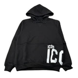 Icon Felpa con Cappuccio tinta unita con Logo Nero per Bambino IBSW00745 NERO ICON 