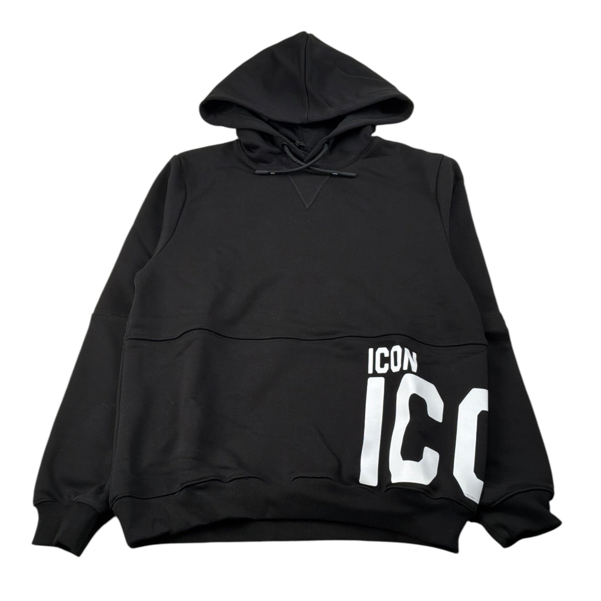 Icon Felpa con Cappuccio tinta unita con Logo Nero per Bambino IBSW00745 NERO ICON 