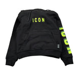 Icon Felpa tinta unita con Cappuccio E Stampa Nero per Bambino IBSW00786 NERO ICON 