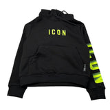 Icon Felpa tinta unita con Cappuccio E Stampa Nero per Bambino IBSW00786X NERO ICON 