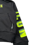 Icon Felpa tinta unita con Cappuccio E Stampa Nero per Bambino IBSW00786X NERO ICON 