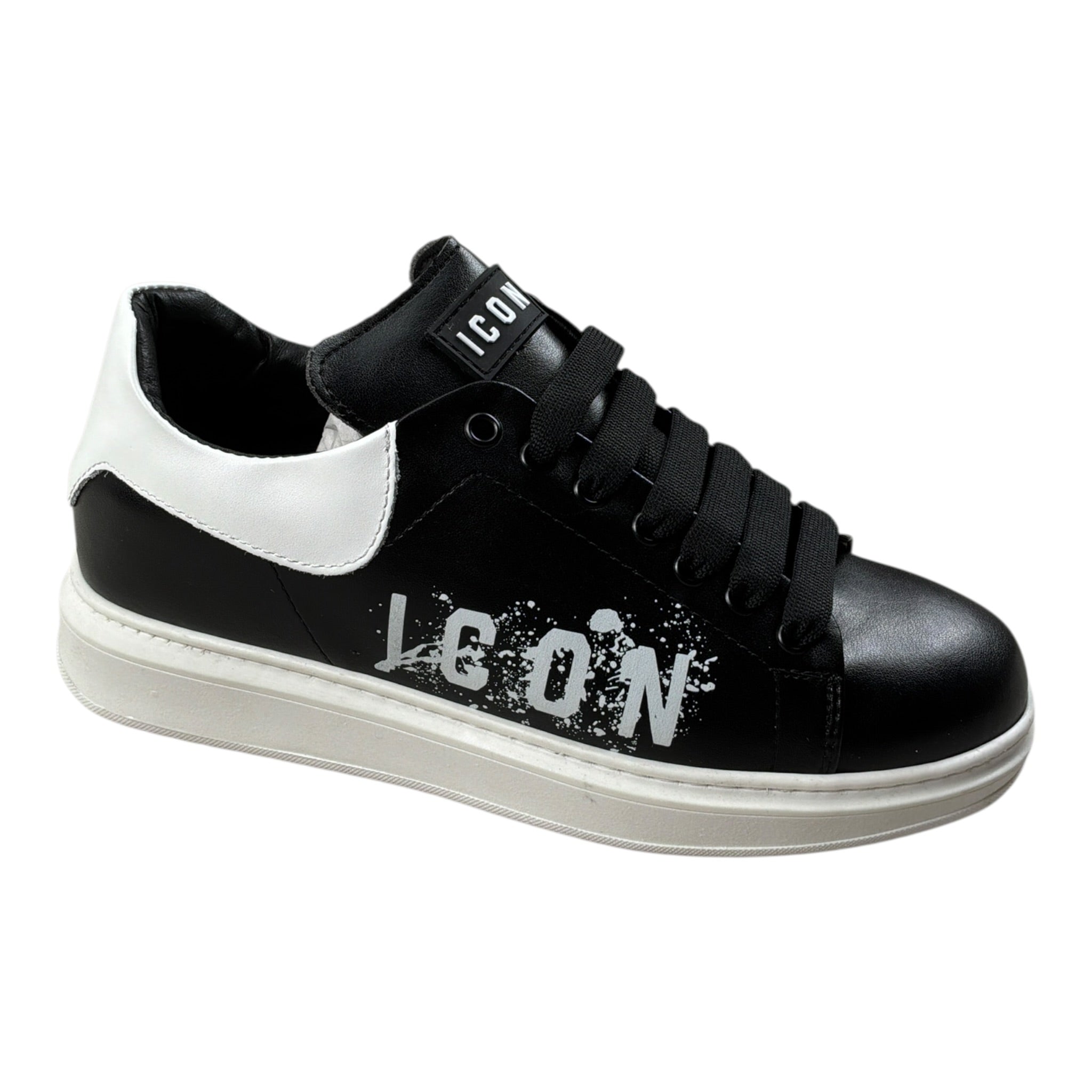 Icon Sneakers tinta unita con Stampa Nero per Bambino IC1004 NERO ICON 