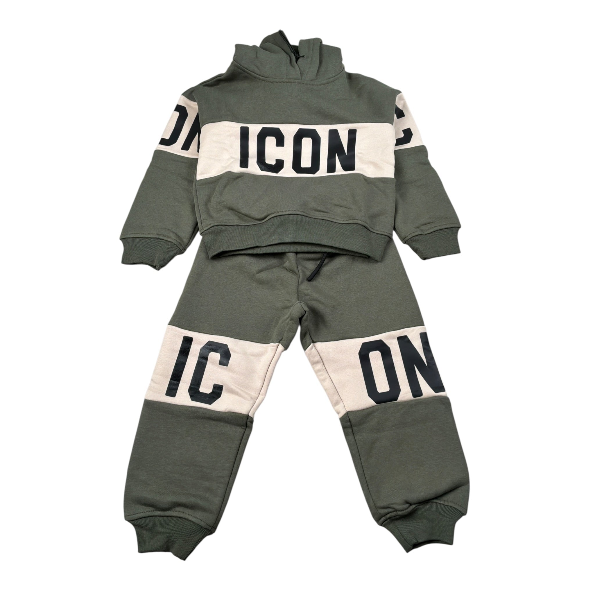 Icon Completo 2 Pezzi Felpa-Pantalone tinta unita Verde per Neonato INBFS00877 VERDE ICON 