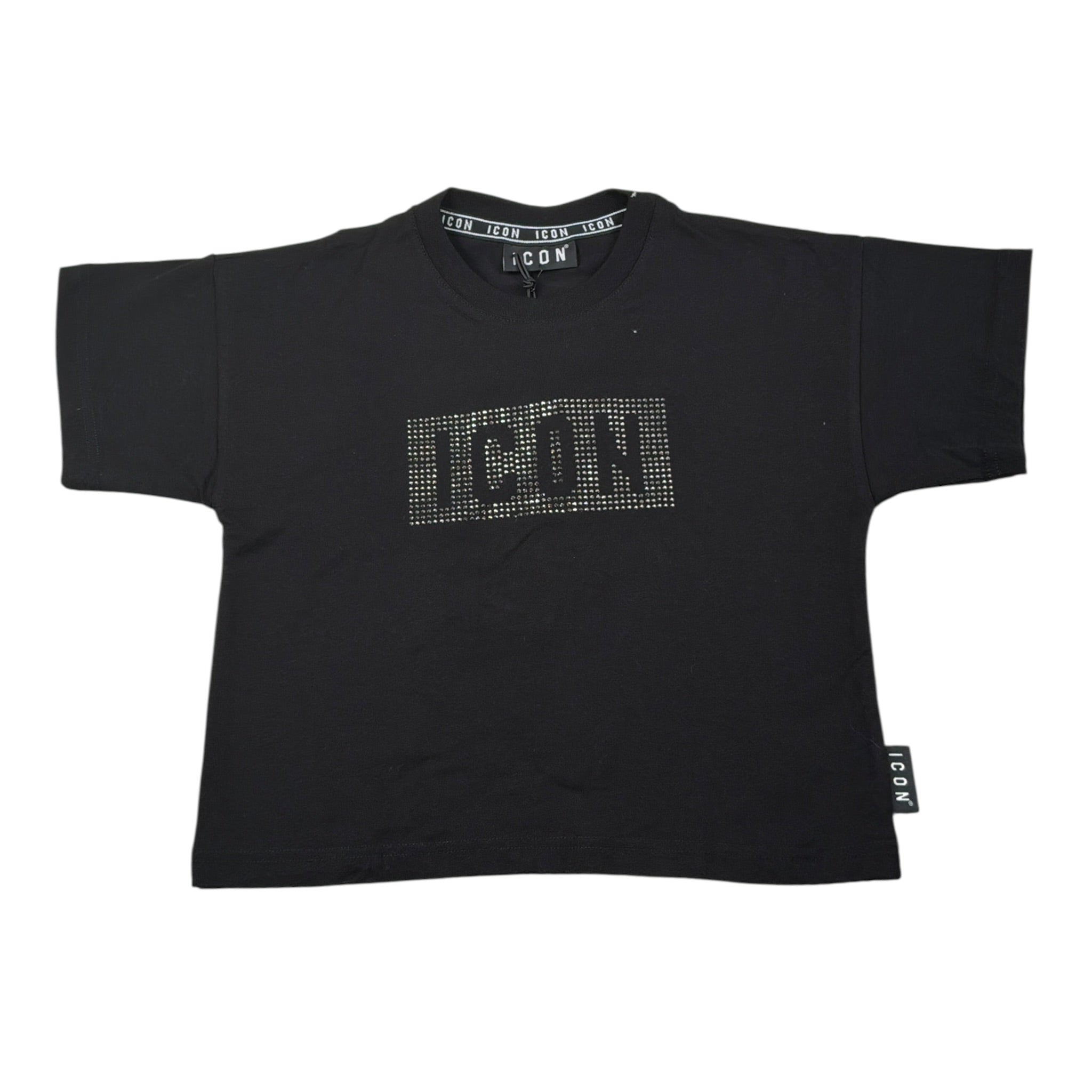 Icon T-Shirt Girocollo tinta unita Nero per Bambina TSHIC NERO ICON 