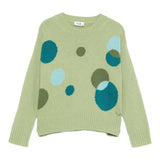 Il Gufo Maglia tinta unita con Fantasia Verde per Bambina A25GMA0028EM220 VERDE IL GUFO 