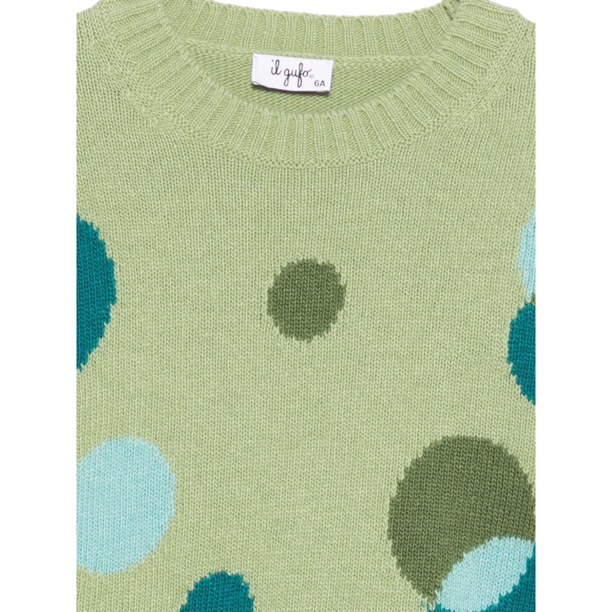 Il Gufo Maglia tinta unita con Fantasia Verde per Bambina A25GMA0028EM220 VERDE IL GUFO 