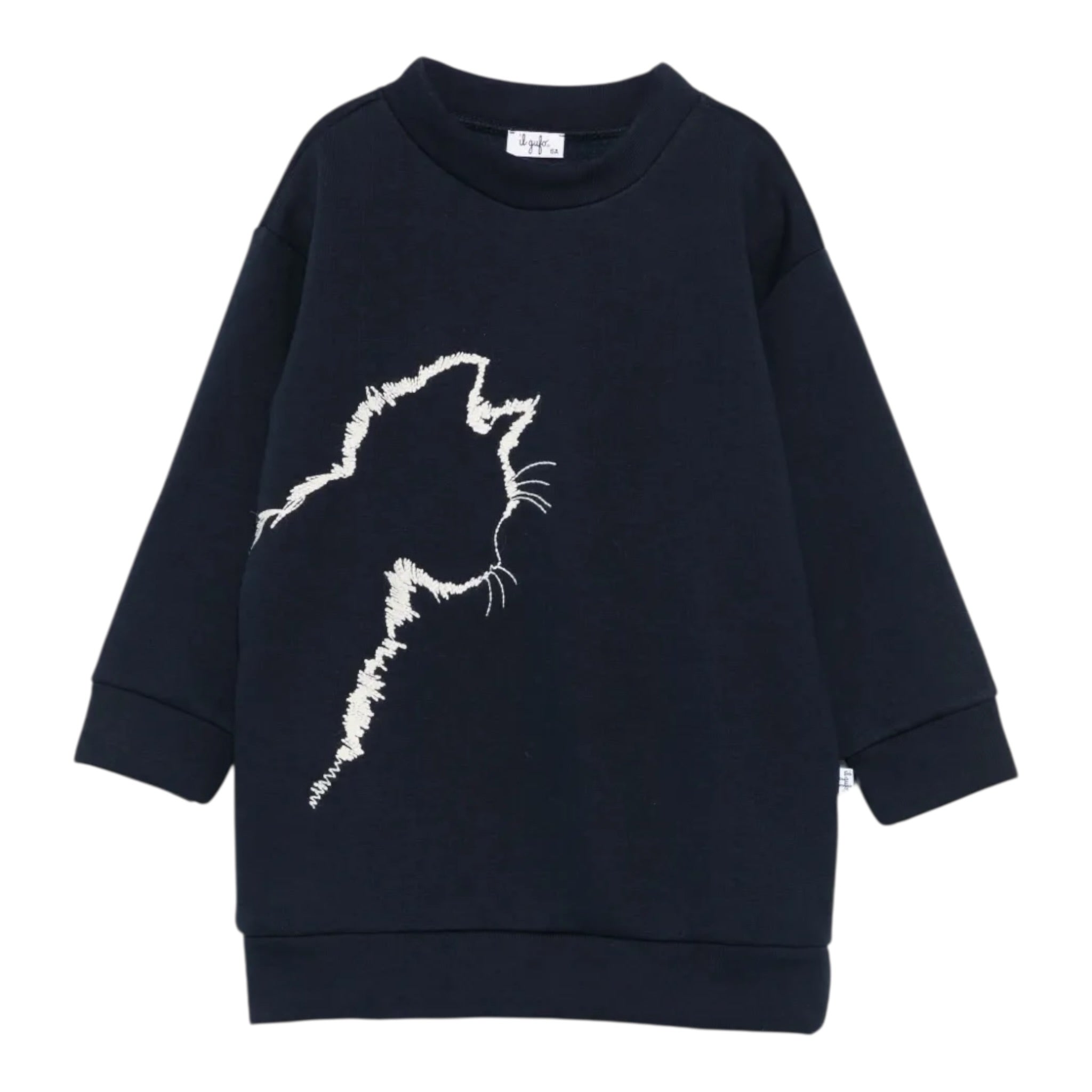 Il Gufo Abito Manica Lunga tinta unita con Ricamo Blu per Bambina A25GVL0005M0154J BLU IL GUFO 
