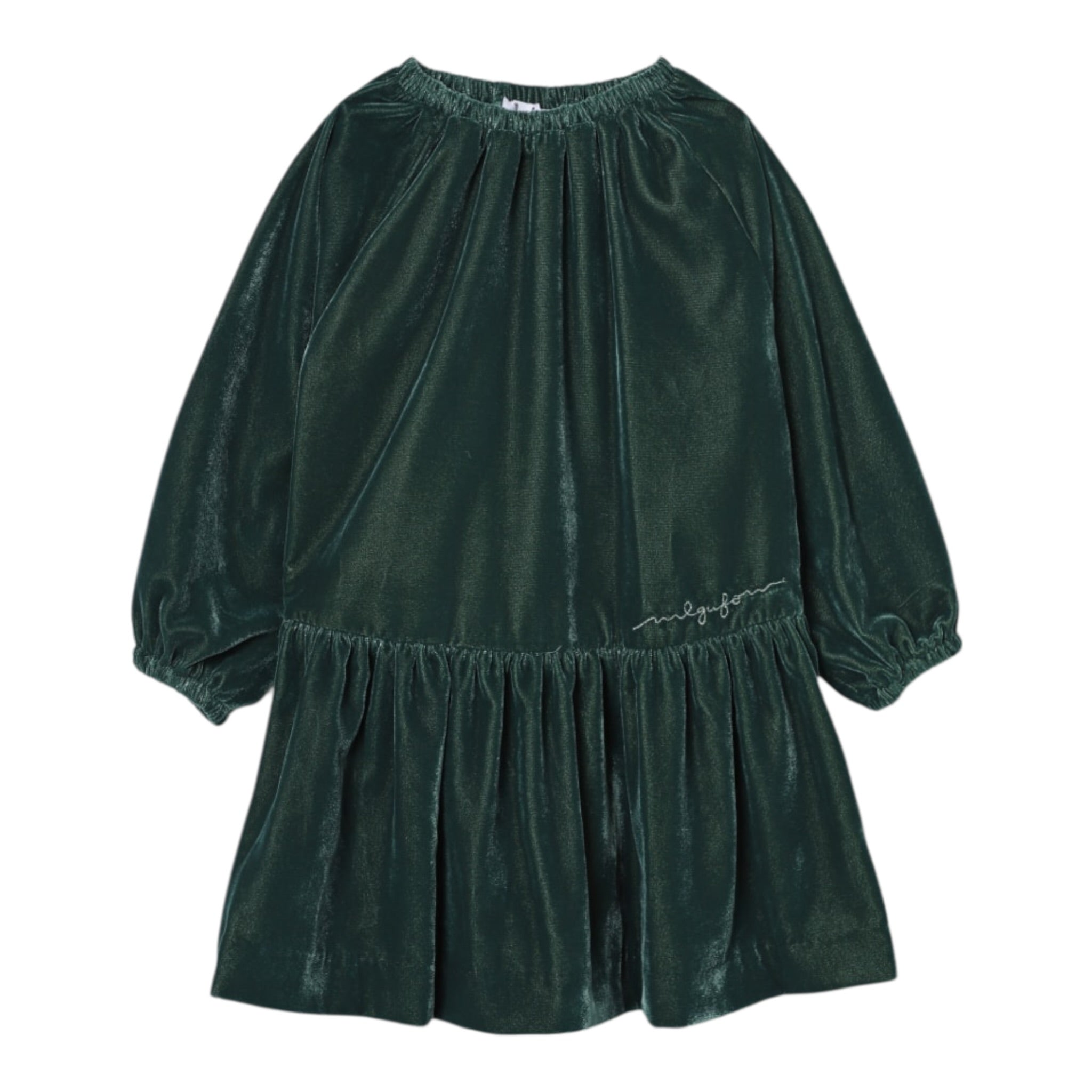 Il Gufo Abito Manica Lunga tinta unita In Velluto Verde per Neonata A25GVL0011V0017N VERDE IL GUFO 