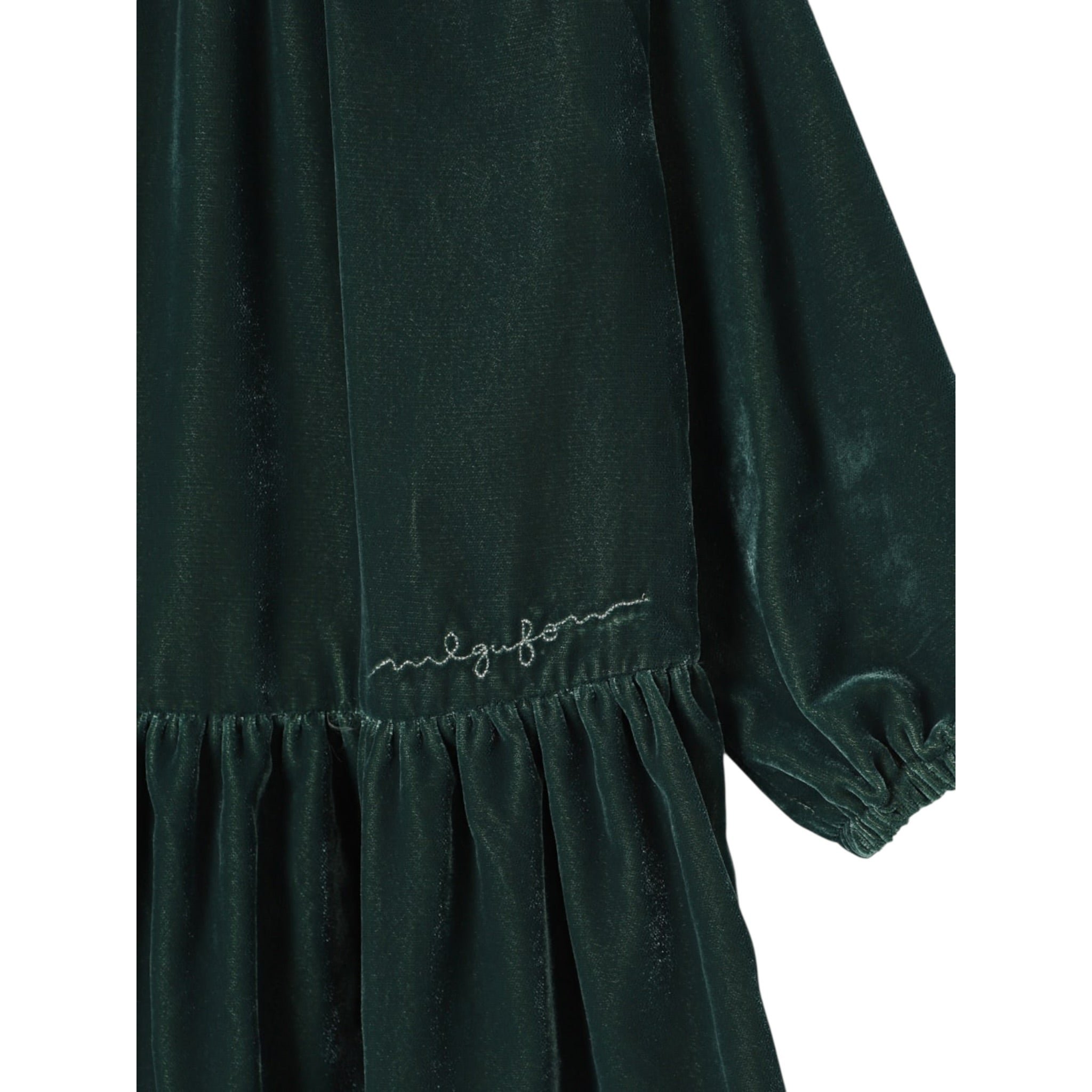 Il Gufo Abito Manica Lunga tinta unita In Velluto Verde per Neonata A25GVL0011V0017N VERDE IL GUFO 
