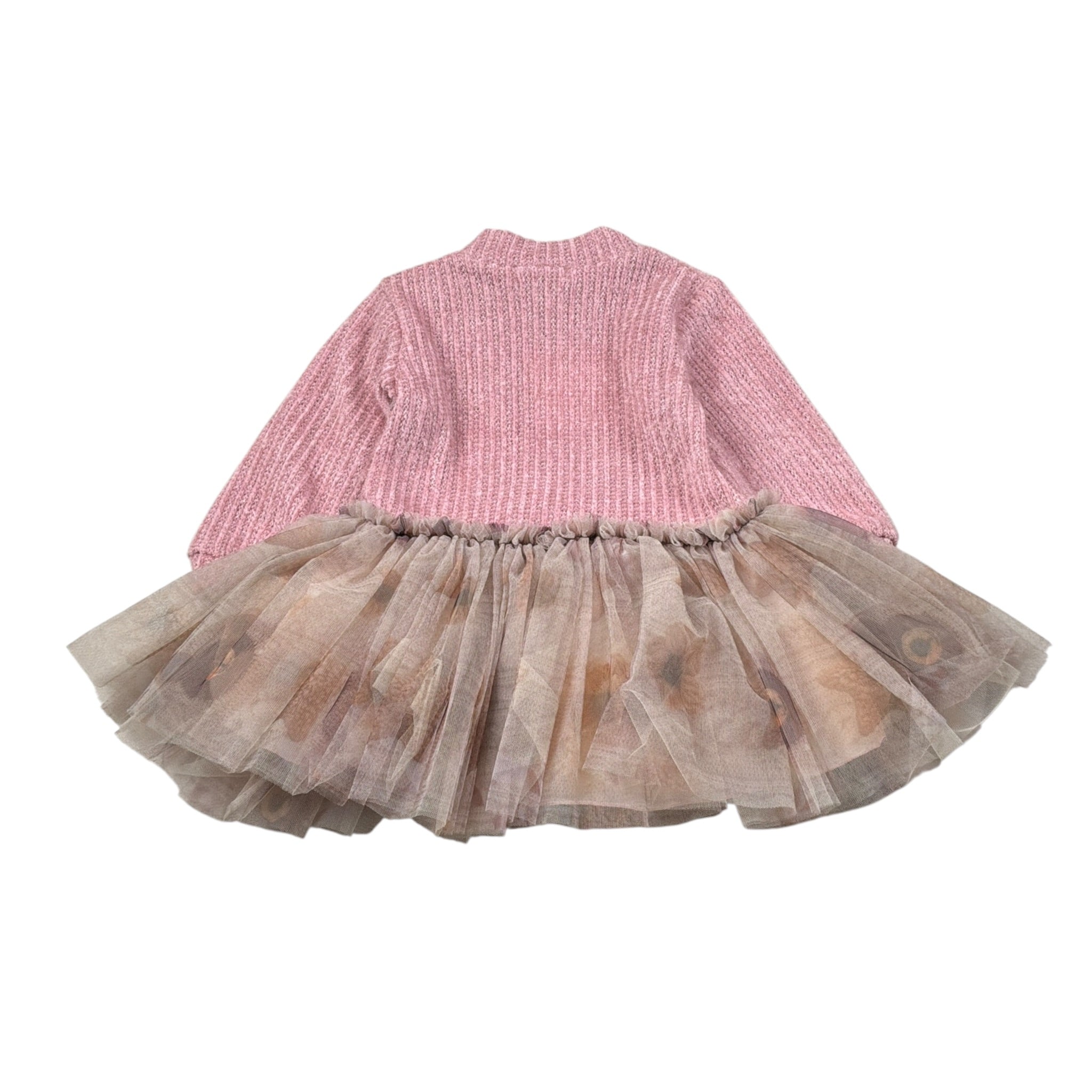 Illiana Abito Manica Lunga Bicolore Rosa/Beige per Neonata 729F ROSA/BEIGE ILLIANA 