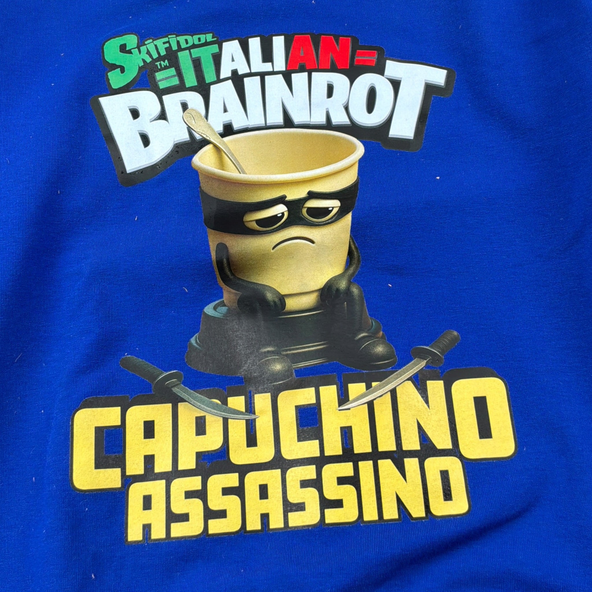Italian Brainrot Felpa tinta unita Girocollo con Stampa Blu per Bambino F5IBJBBSW018 BLU ITALIAN BRAINROT 