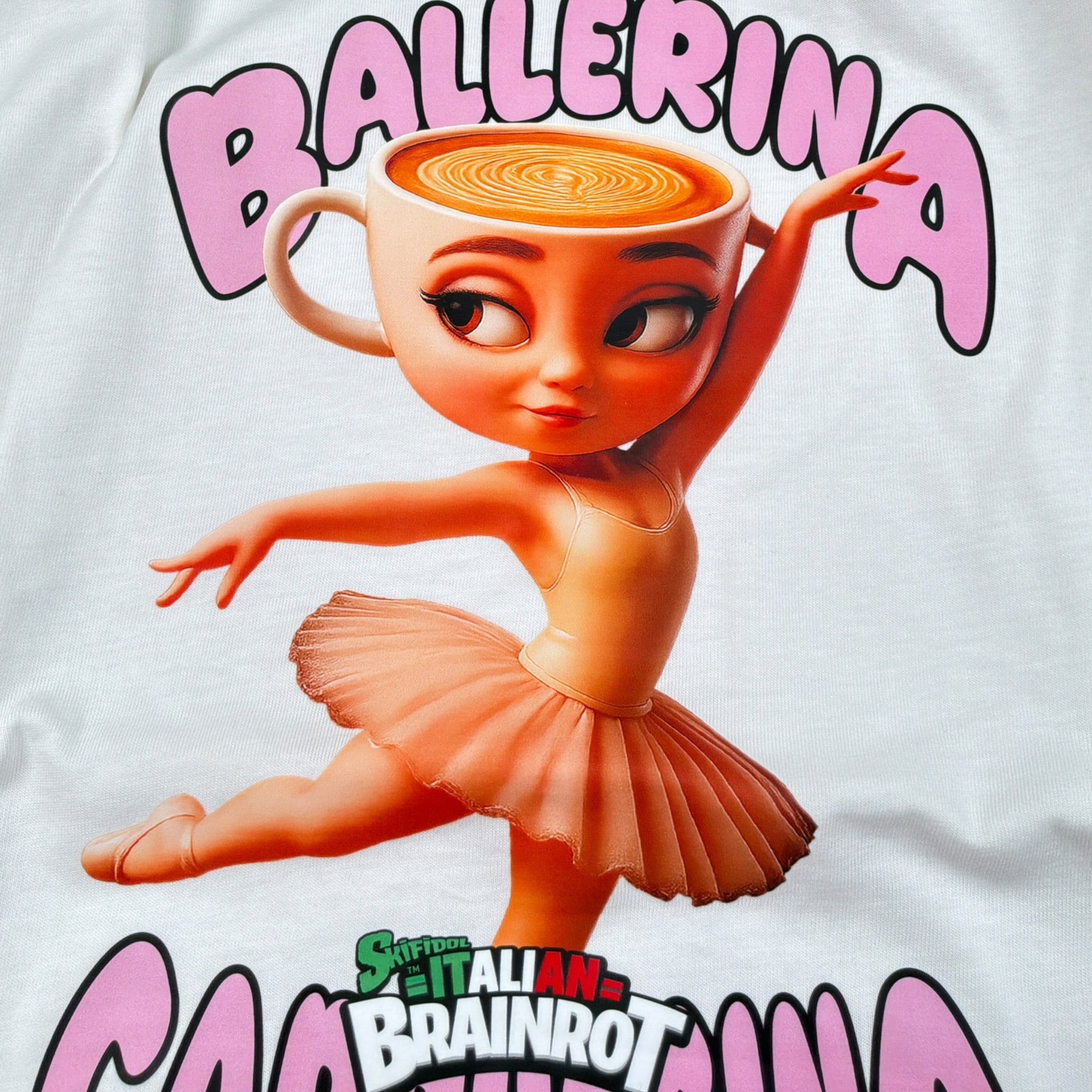 Italian Brainrot Shirt tinta unita Girocollo con Stampa Bianco per Bambina F5IBJGTH009 BIANCO ITALIAN BRAINROT 