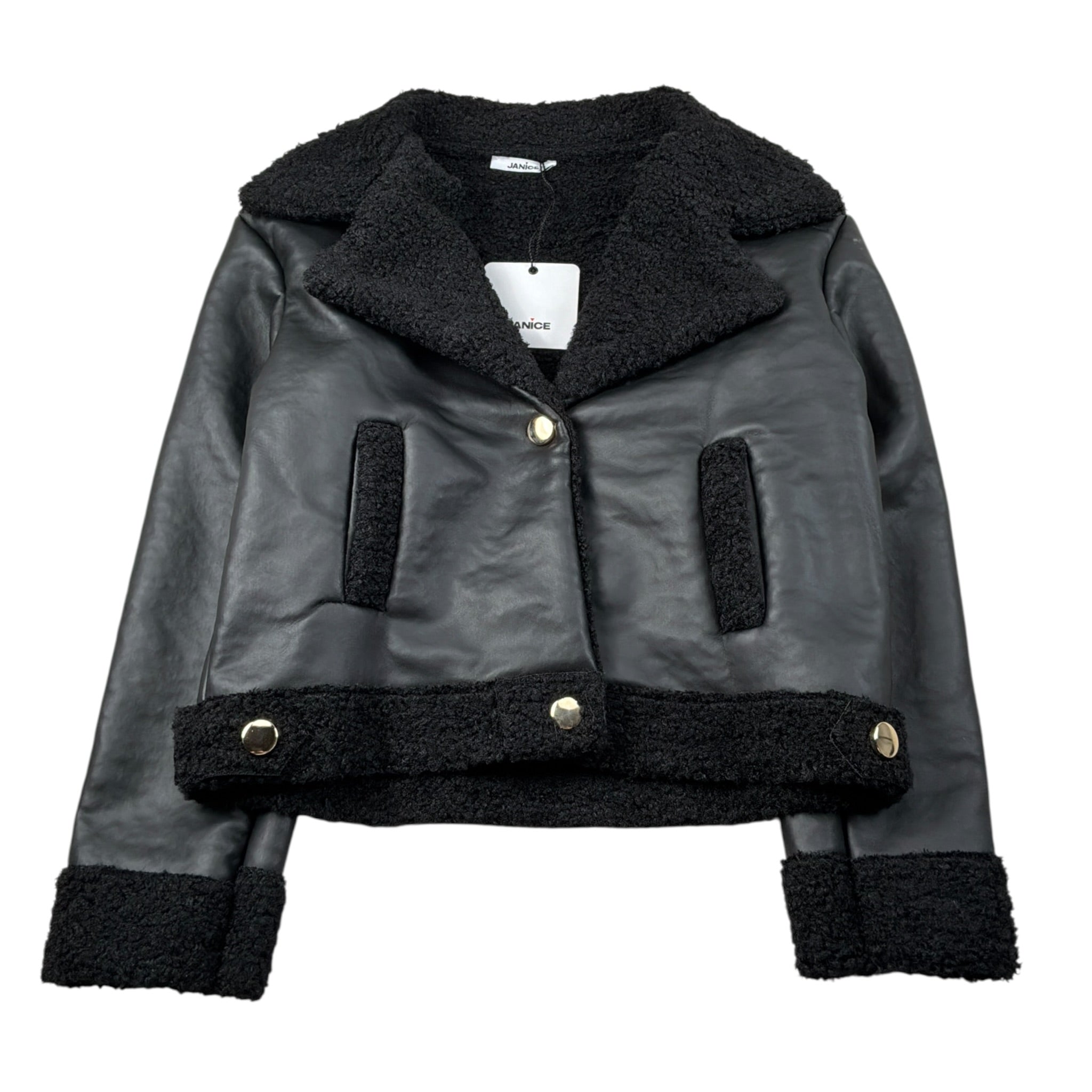 Janice Giubbino Ecopelle Modello Montone Nero per Bambina JN894R NERO JANICE 