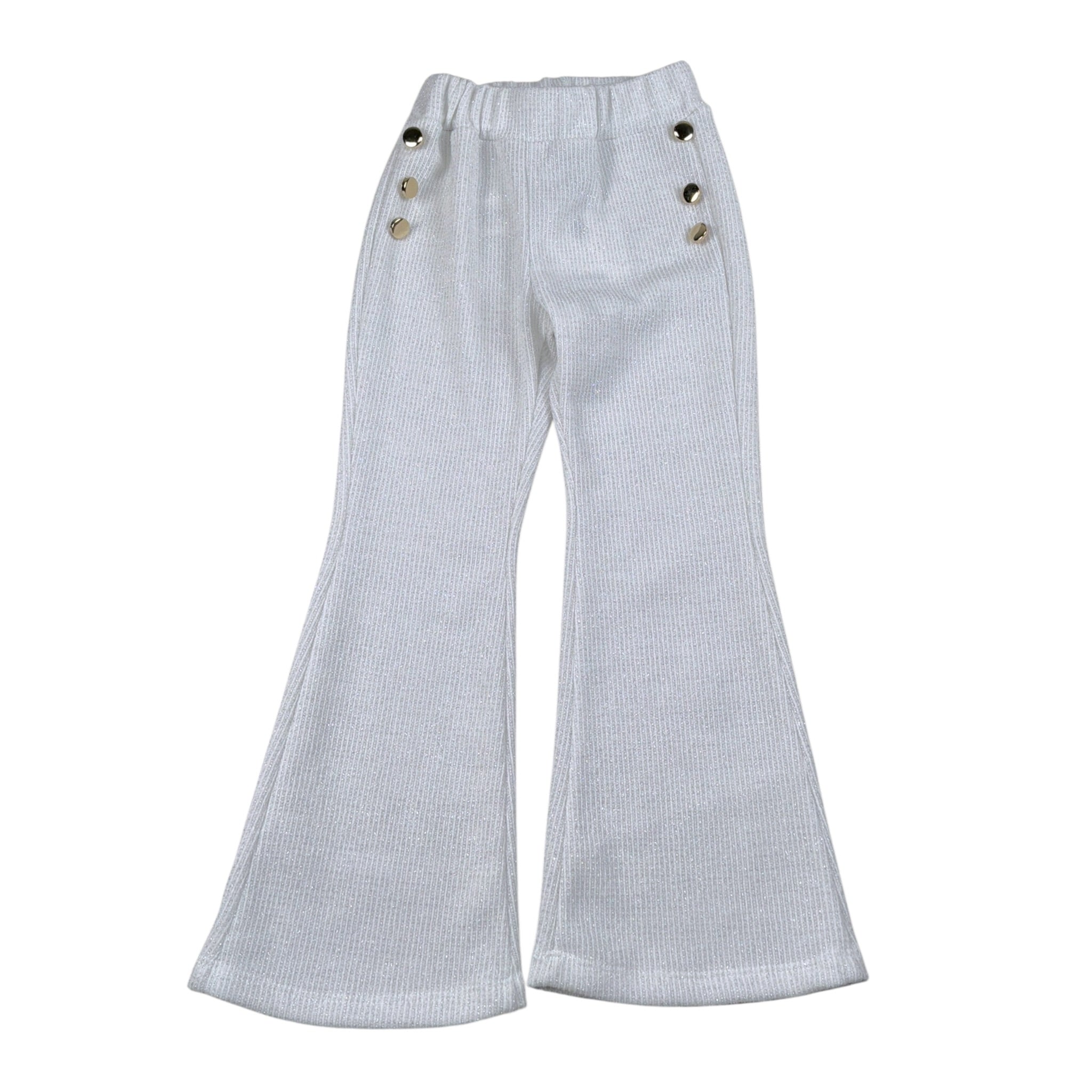 Janice Pantalone tinta unita Modello A Zampa Bianco per Bambina JN929B BIANCO JANICE 