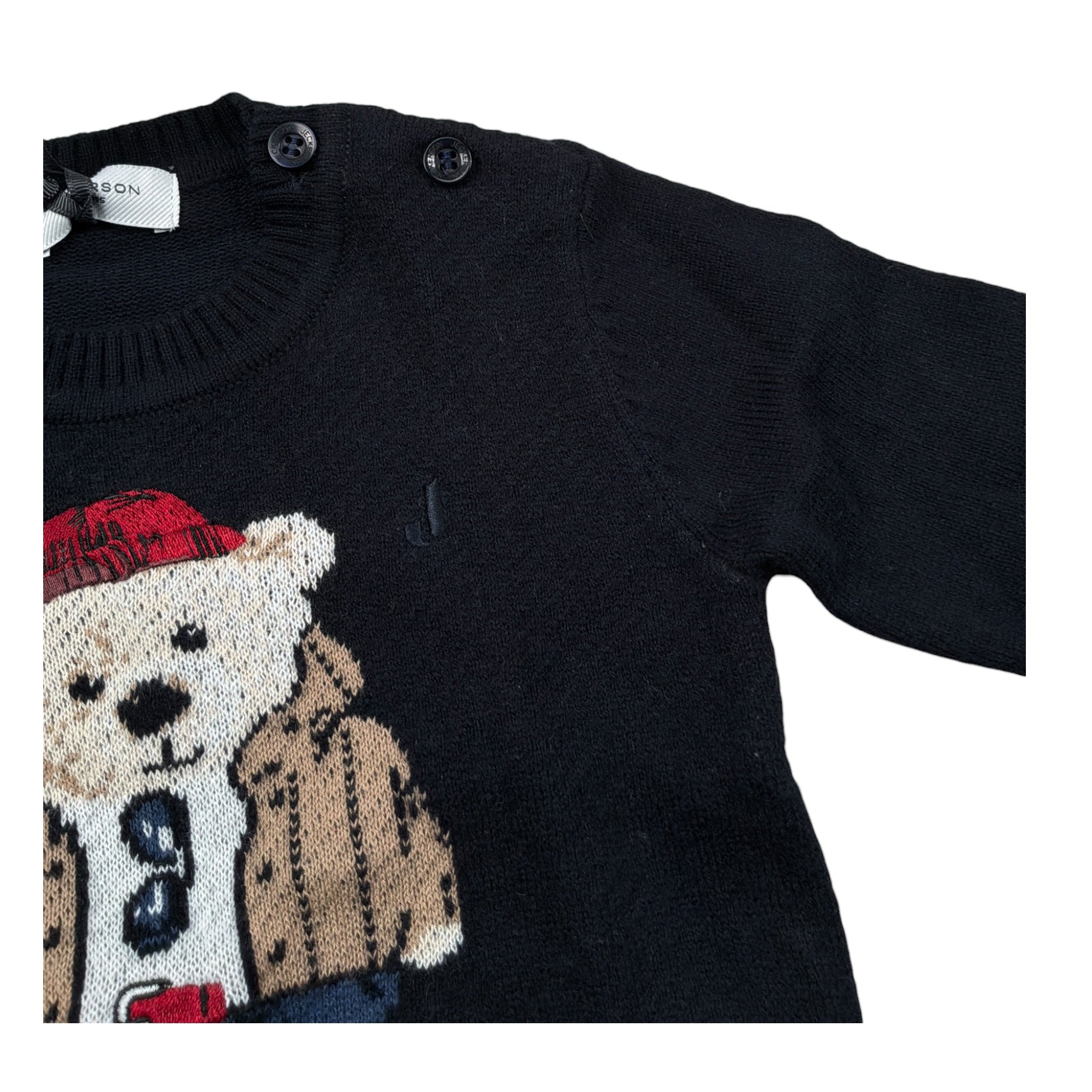 Jeckerson Maglia Girocollo tinta unita con Orso Blu per Neonato JN4251 BLU JECKERSON 