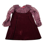Jesurum Abito Manica Lunga Velata In Velluto Bordeaux per Bambina FENICE BORDEAUX JESURUM 