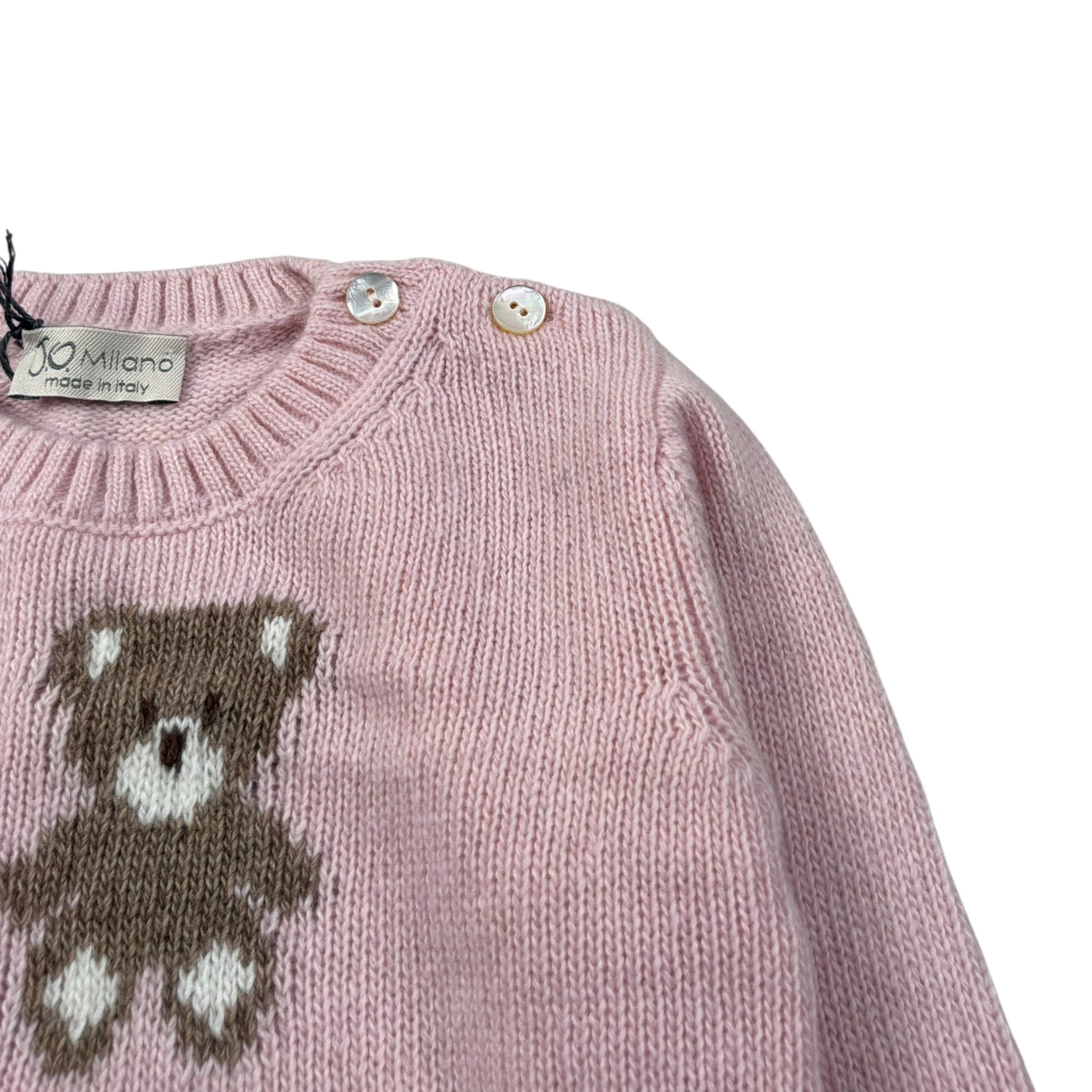 J.O. Milano Maglia Girocollo tinta unita con Ricami Rosa per Neonata 563A1A ROSA J.O. MILANO 